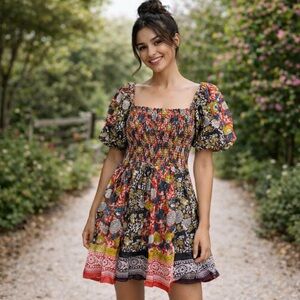 Anthropologie Boho multicolor Mini Dress XS